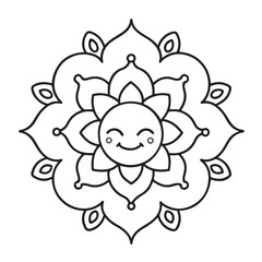 anti stress mandala coloring page, bold and easy mandala coloring page, mandala coloring page, line art, black and white illustration