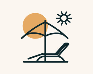 Tropical beach lounge chair with sun logo