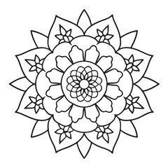 anti stress mandala coloring page, bold and easy mandala coloring page, mandala coloring page, line art, black and white illustration