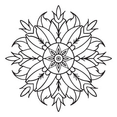 anti stress mandala coloring page, bold and easy mandala coloring page, mandala coloring page, line art, black and white illustration