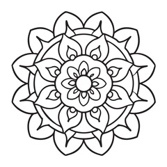 anti stress mandala coloring page, bold and easy mandala coloring page, mandala coloring page, line art, black and white illustration