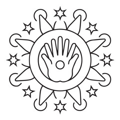 anti stress mandala coloring page, bold and easy mandala coloring page, mandala coloring page, line art, black and white illustration