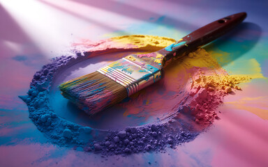 Fototapeta premium paint brush and rainbow colors