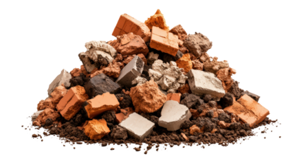 Pile of Crushed Ceramic Tiles and Broken Brick Pieces for Construction Recycling or Art Projects