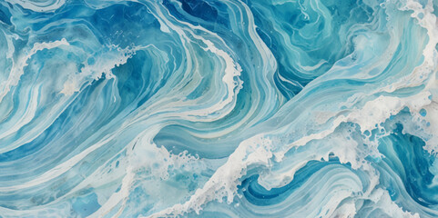 Fototapeta premium Seamless wave water ocean soft blue curve line background. Water ocean wave white and soft blue aqua, teal texture. Vector sea, wave, water background.