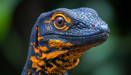 Close-Up of a Gila Monster's Head with Detailed Scales and Textures under Natural Lighting