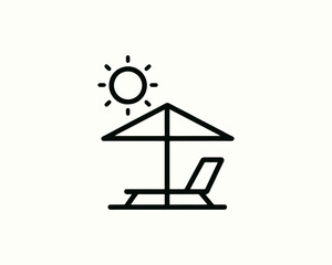 Modern beach chair sun umbrella logo symbol