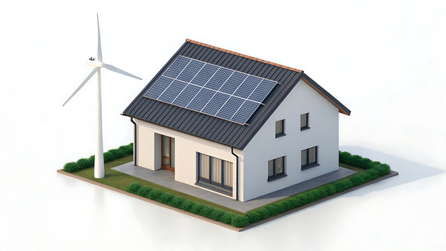 Sustainable Smart Home Design Solar Panels, Wind Turbine, Energy Efficiency