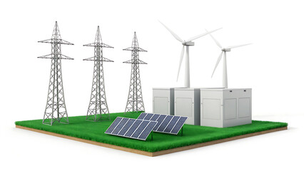 Obraz premium Sustainable Energy 3D Minimalist Illustration of Green Power Generation