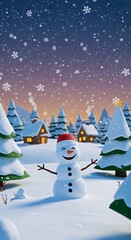 Obraz premium Winter Wonderland: A 3D Snowman's Delight