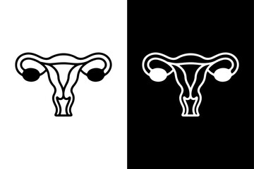 Human Uterus Vector Icon Bold Black Silhouette on White Background.