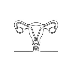 Human Uterus Vector Icon Bold Black Silhouette on White Background.