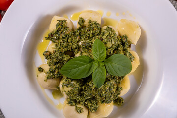 Potato gnocchi with pesto sauce