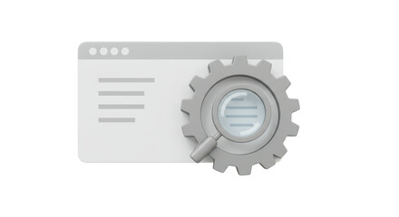 Isolated SEO Magnifying Glass and Gears