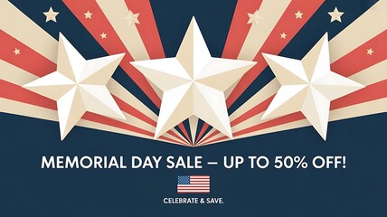 Memorial Day Sale Side Stars Header illustration for header and web banner created with generative ai