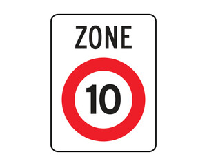 Speed Limit Zone 10 Sign – Traffic Regulation for Controlled Speed Areas – High Quality Vectorial Stock Graphic