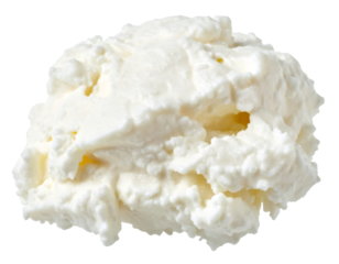 Close up of Cottage Cheese Portion Isolated on Transparent Background