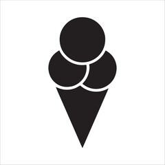 Fototapeta premium Ice cream silhouette icon with three scoops for summer, dessert, and sweet treat concepts.