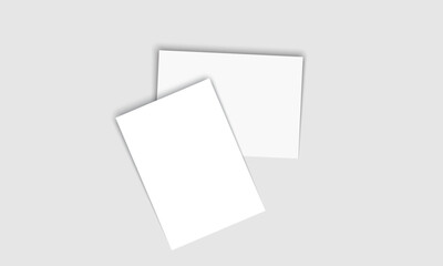 Blank white paper vector. Paper sheet mockup template with shadow. Brochure, flyer, poster design