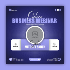 Business Conference Social Media Post Template or online business webinar social media post design template