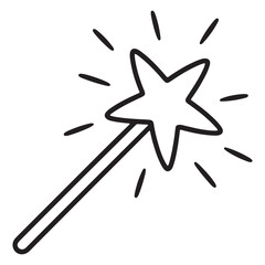 Obraz premium Magic Wand Minimal Cartoon Drawing