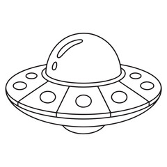 UFO Spaceship Minimal Cartoon Drawing