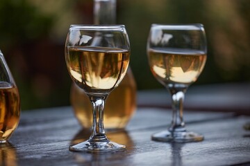 Drinking wine on a summer evening