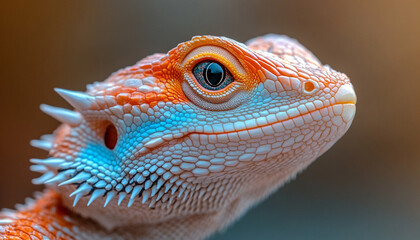 Fototapeta premium Basilisk Lizard Head Close-Up with Intricate Scales under Natural Light