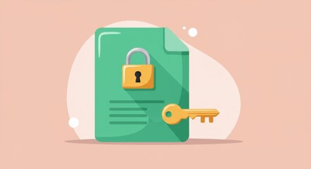 Obraz premium Secure Document Access: Protected Files and Encryption Key Illustration