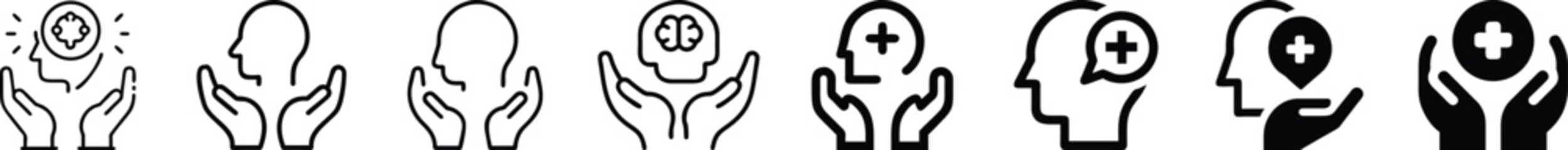 Mental Health Support Icon – Symbol of Psychological Wellness, Emotional Help, Therapy Assistance, Mental Care, Stress Management, Counseling, Awareness, Supportive Therapy, Brain and Heart Connection