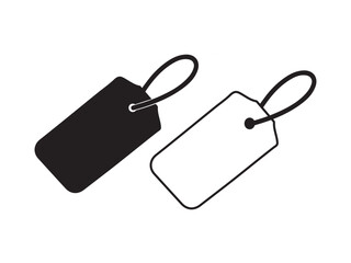 Fototapeta premium Price Tag Icons. Black and Outline Silhouettes of Sale Tags with Loops