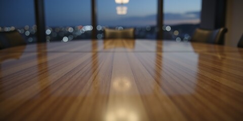 Fototapeta premium Evening View of a Modern High-Rise Conference Room with City Lights