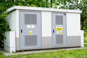 outdoor transformer station on a sunny day