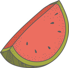 Watermelon Slice with Seeds