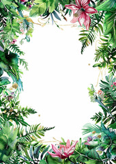 Tropical Floral Frame for Invitations and Greeting Cards