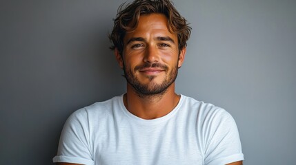 Fototapeta premium Portrait of a Handsome Man with a Gentle Smile