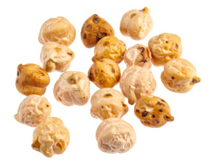 Roasted chickpeas falling on transparent background