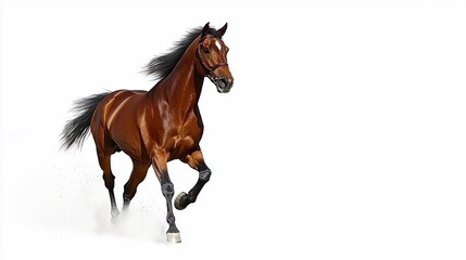 Fototapeta premium Dynamic auburn equine galloping against a clean backdrop showcasing power and grace