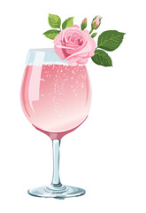 pink cocktail with rose - vector illustration