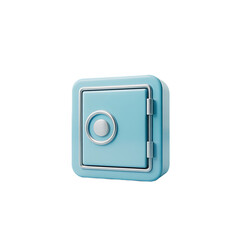 Cute light blue safe box 3D render isolated on black on transparent background