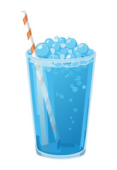 Blue soda in plastic cup - vector illustration