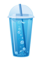 Blue soda drink in tall cup - vector illustration