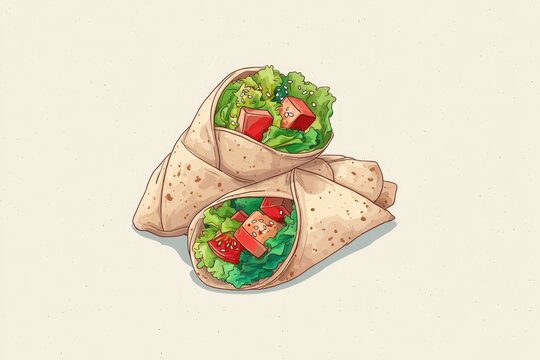 watercolor wraps with vegetables, food art clip art preview