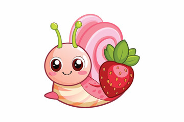  cute snail with strawberry colorful Vector