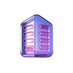 Glass Building Icon Purple Pink Modern Design Transparent Background