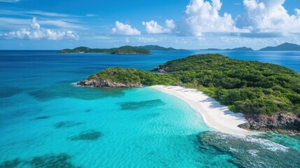 Fototapeta premium Panoramic view of a tropical island paradise.