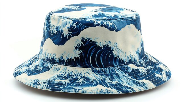 Stylish bucket hat with wave pattern design.