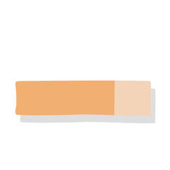 Adhesive cartoon orange tape. Funny sticky paper scotch strip, empty label sticker to glue notepad, reminder page to board. Stationery mascot, cartoon cute tape with shadow effect vector illustration