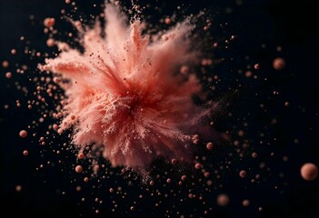 Pink powder exploding on a black background
