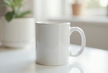 Fototapeta premium white-mug-coffee-cup-drinkware-minimalist-home-decor-still-life-product